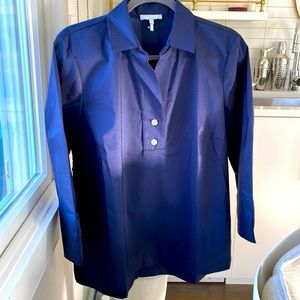 Hinson Wu back-button blouse in navy blue